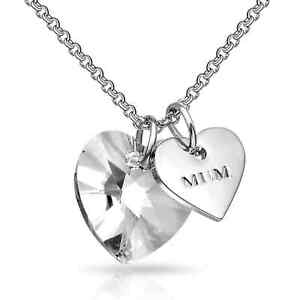 Mum Heart Necklace Created with Zircondia® Crystals by Philip Jones