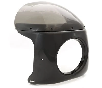 Carenado 1/4 Viper Retro Café Racer para motocicleta - negro con arrastre de parabrisas de humo Foto 1 de 4