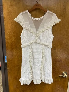 Women "Three Floor" white sleeveless ruffled dress. Size 12. P.O. - Picture 1 of 2