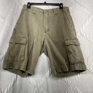 Vecchio pantaloncino uomo navy 31 verde cotone tela cargo piatto davanti vissuto - Foto 1 di 7