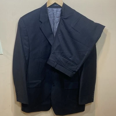 Calvin Klein Suit Mens 40R M To L Black Striped 3 Button Wool Jacket Pants 33x31 - Image 1 of 4