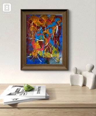 Original Art "In the Saddle" 9x12 Canvas Expressionism Abstract Design Home Art - Image 1 of 4
