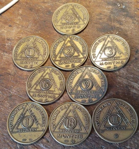 9 Vintage Recovery Tokens , 24 hours , 1,2,3,6,9 months , 18 Month 1 & 3 Years - Picture 1 of 2