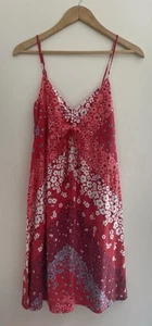 American Eagle Women's Floral Cotton Blend Adjustable V-Neck Tank Dress Red S - Picture 1 of 5