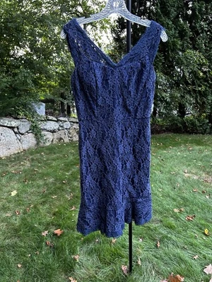 Vestido feminino McGinn 2 azul marinho renda coquetel festa casamento, regresso a casa - Imagem 1 de 4