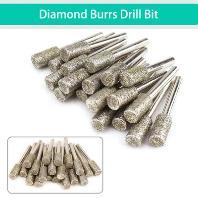 6-30mm Diamond Coated Grinding Head Cylinder Burr Bits F Dremel Rotary Tools 5pc - Image 1 of 4