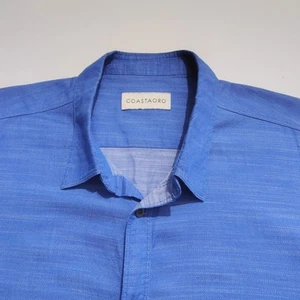 Camicia Coastaoro uomo XLarge blu con bottoni manica corta casual cotone blu - Foto 1 di 7