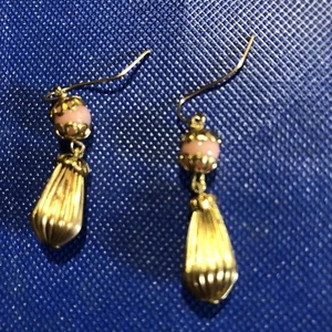 Poupée Jumeau Steiner SFBJ Paire Boucles D’oreilles Dorée Perle Rose - Imagen 1 de 2