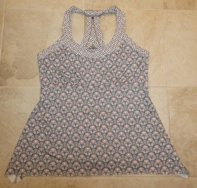 prAna women's brown/red/yellow/white print stretch racer-back tank top Sz L - Image 1 of 3