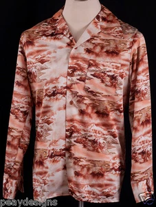 JANTZEN 70's Rockabilly Mod Western Men's Shirt Desert Island Mountains Sz M - Picture 1 of 2