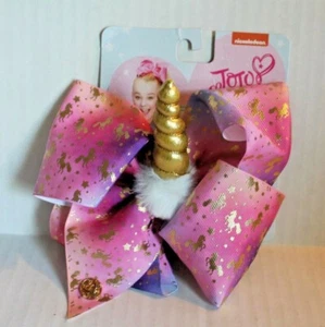 JoJo Siwa Large Pink & Purple Ombre Gold Unicorn Signature Hair Bow NEW - Picture 1 of 1