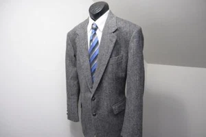 VTG Savile Row Tweed Handwoven Herringbone Wool Blazer Sports Jacket Mens 46 L - Picture 1 of 11