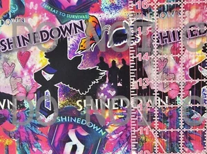 Custom 100% Cotton Woven Fabric 90s Rock Band Shinedown Collage 1/4 Yard 9x56 Pk - Picture 1 of 2