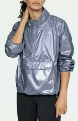 NUEVO CON ETIQUETAS $60 Under Armour Mujer LG Negro Metálico Anorak Pullover Chaqueta 1/4 Cremallera. Foto 1 de 4