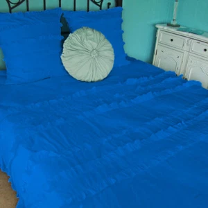 Juego de 5 fundas decorativas con mini volantes 1000 TC algodón egipcio tamaño doble - Imagen 1 de 25