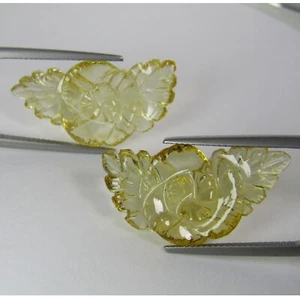 26.30Cts 100% Natural Genuine Citrine Flower Carving Collection Gem REF VDO - Picture 1 of 4