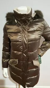 Nueva CHAQUETA LAUREN RALPH MUJER PIEL SINTÉTICA CAPUCHA RIBETE ACOLCHADO BRONCE TALLA XS - Imagen 1 de 4