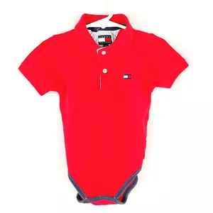 Vintage Tommy Hilfiger Toddler 18/24 M One Piece 2 Button Collar Red Polo! - Picture 1 of 3