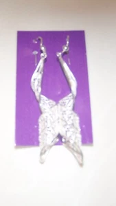 3" Long Shoulder Sweeper Silver Tone Dangle Pierced Statement Earrings - Picture 1 of 4