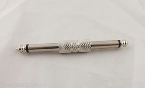 1pc 6.35mm 1/4" Mono TS Male to Male Plug Nickel Planted Audio Headphone Adapter - Picture 1 of 6