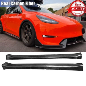 Divisores de alerón labial de extensión de faldón lateral de carbono real para Tesla modelo Y 2019-24 - Imagen 1 de 13