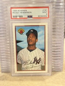 1989 BOWMAN #181 RICKEY HENDERSON PSA 9 MINT HOF JUST GRADED