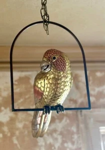 1960s Copper Sergio Bustamante Brass Metal Parrot Swing Sculpture LARGE - Picture 1 of 6