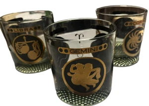 3 MCM Zodiac Rocks Glasses  Gemini Taurus Aries Scorpio Sagittarius Libra - Picture 1 of 14