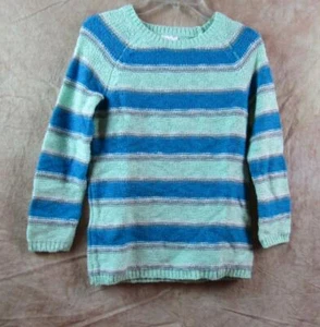 Suéter a rayas Justice Girls como nuevo, azul, blanco y gris talla 8 Usado en excelente estado DH551 - Imagen 1 de 4