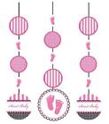 Doux pieds de bébé rose fille empreinte de pas douche décoration de fête découpes suspendues