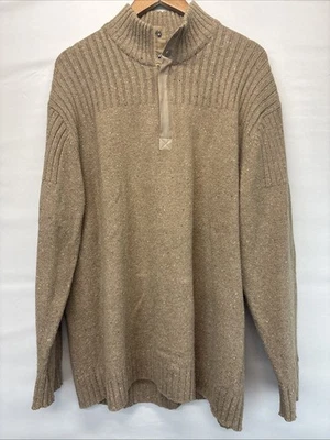 Columbia Hombres Jersey Suéter XL Beige Tostado Mezcla Lana 1/4 Cremallera Cuarto Acanalado Foto 1 de 4