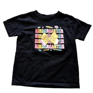 Girls Black Kindergarten Graphic Tee Size 4/5 - Picture 1 of 1
