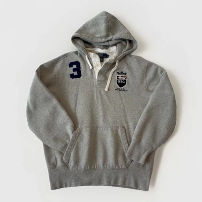 复古 Polo Ralph Lauren 867 麦迪逊橄榄球帽衫灰色运动衫男式 L — 第 1/4 张图片