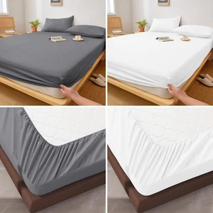 Deep Fitted Sheet 40cm 600 Thread Count Elasticated Cover Double Super King Size - Picture 1 of 11