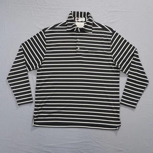 Camisa polo de golf Iliac para hombre grande negra blanca a rayas manga larga híbrida de lujo - Imagen 1 de 11