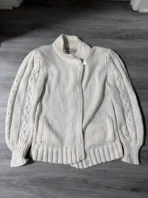Cárdigan Grueso Vintage Años 80 Diane von Furstenberg Cable Pescador Suéter Med Foto 1 de 4