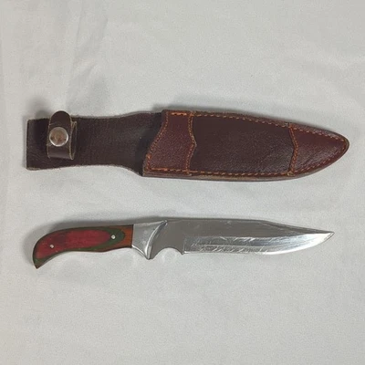 Hand made pakistani knife wood handle, steel blade, leather sheath - Image 1 of 4
