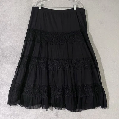 Vintage MSK Black Goth Petticoat Slip Skirt Tattered Hem 37” Waist 32” Length - Image 1 of 4