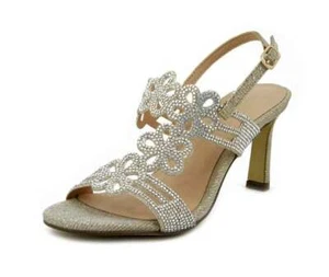 Sandali Donna Gioiello 38 Eleganti Cerimonia Oro Tacco Medio Alto 8 cm MENBUR - Foto 1 di 5