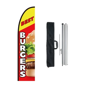 VEVOR Burger Restaurant Advertising Feather Flag Kit Swooper Flag Poles 16.3 FT - Picture 1 of 12