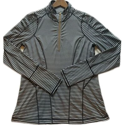 Top deportivo Zella azul y blanco para mujer L grandes a rayas manga larga Foto 1 de 4