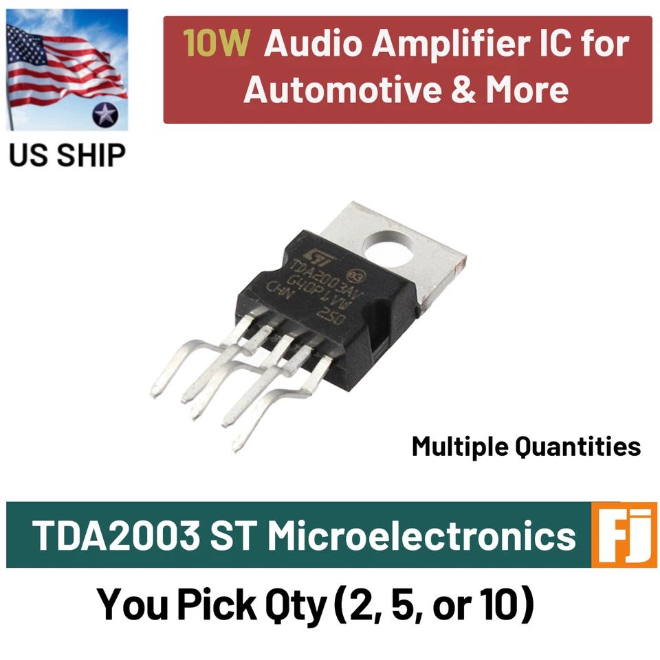 TDA2003 TDA2003A 10W ST ZIP-5 Versatile AUDIO AMPLIFIER IC Car DIY | US Ship
