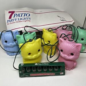 New ListingLidco Blow Mold Plastic Cats Kittens Lantern Patio Party Rv String Lights Set