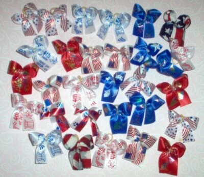 HANDMADE BY MYSELF IN THE USA Dog Grooming Bows July 4th Patriotic Dog Bows Poodle Yorkie Shih tzu Maltese USA