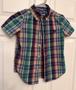Chaps Easy Care Button Down Colorful Collared Shirt Size Boys 5 - Picture 1 of 3
