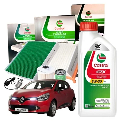 Kit Tagliando Castrol Renault Clio IV 1.5 dCi 4 Filtri + 5 LT Olio Gtx 5W30 RN17