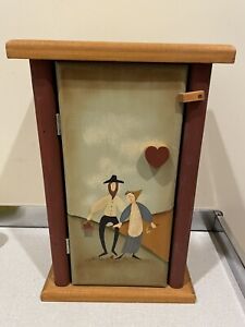 vtg small solid wood cabinet hand painted signed Dated by artiest Doll Furniture