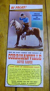 vintage 1950s CORRIGANVILLE MOVIE RANCH brochure Crash Corrigan Santa Susana CA - Picture 1 of 2