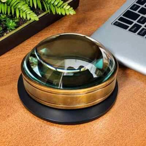 Vintage Nautical Desk Magnifier Glass Paperweight Antique Brass Magnifying Gift - Picture 1 of 5