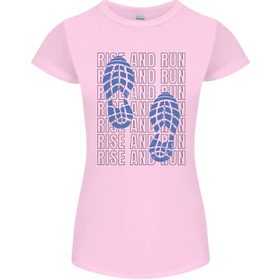 Rise & Run Running Marathon Cross Country Runner Womens Petite Cut T-Shirt - Image 1 of 4